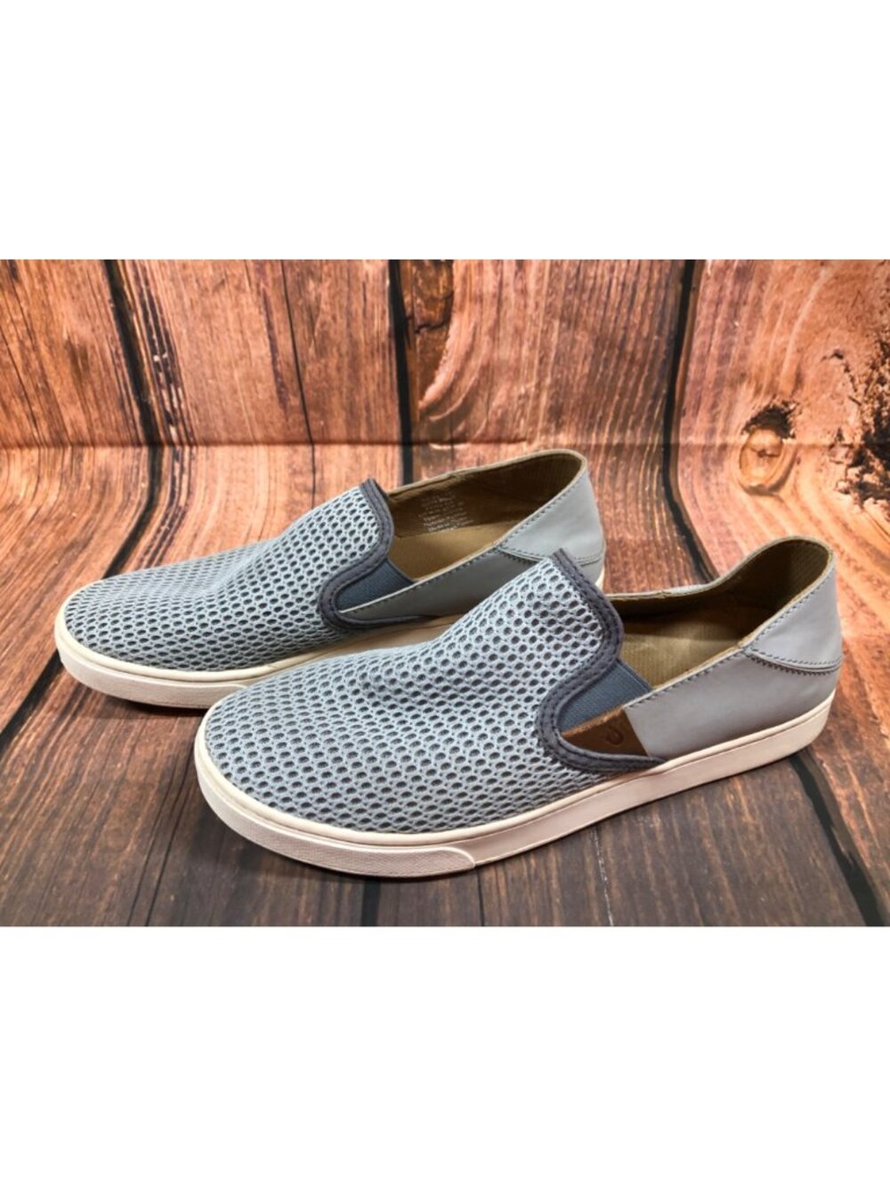 Olukai Womens 10 / 40 Pehuea Gray Mesh Slip On Sneakers - Picture 2 of 10